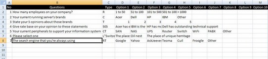 Source data in MS Excel